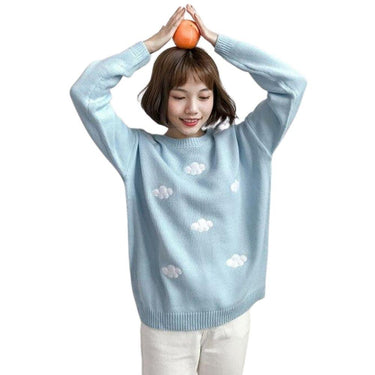 Cute Cloud Print Women's Jumper: 3D effect contrasting clouds from NSE Imports #1.